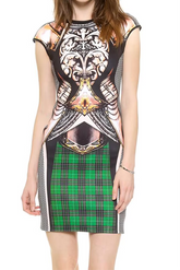 Clover Canyon Slim Tartan Print Mini Dress